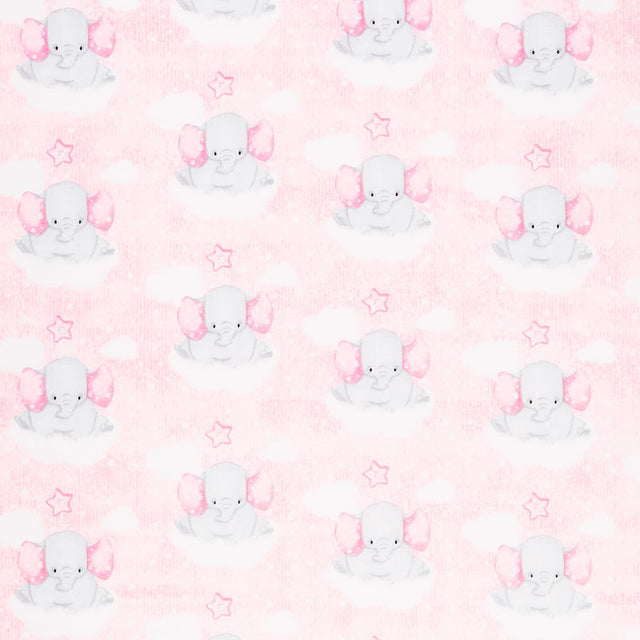 Comfy Flannel® - Elephants on Clouds Pink Yardage Primary Image