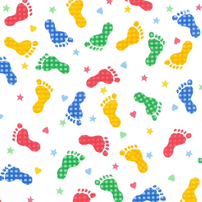 Comfy Flannel® - Foot Print Multi Bright Yardage Primary Image