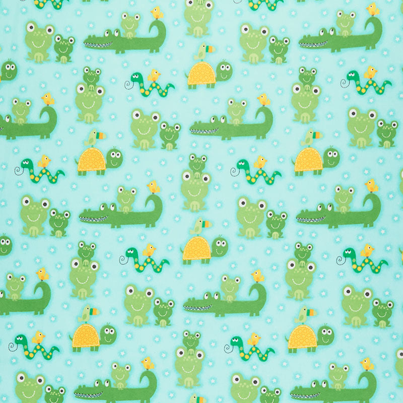 Comfy Flannel® - Frog Snakes Green Yardage