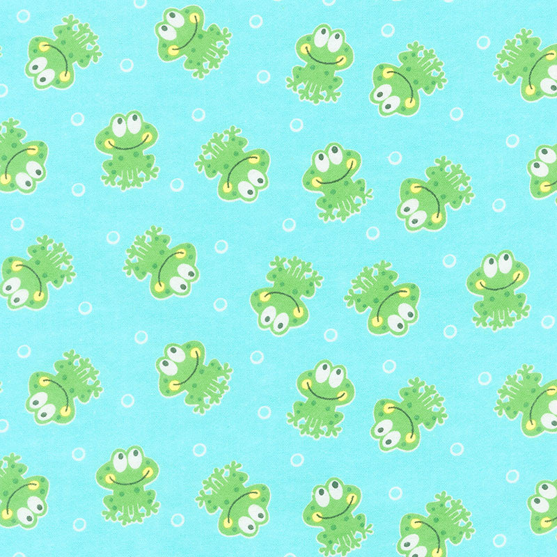 Comfy Flannel® - Happy Frogs Aqua Yardage Primary Image
