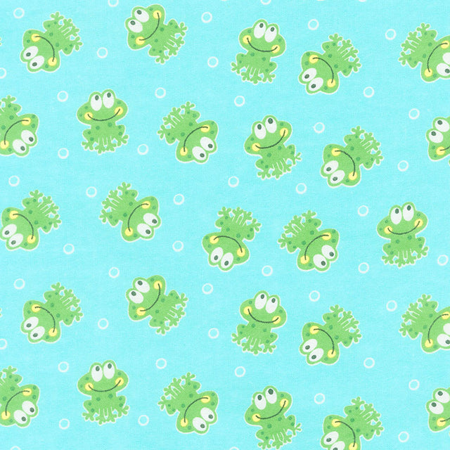 Comfy Flannel® - Happy Frogs Aqua Yardage Primary Image