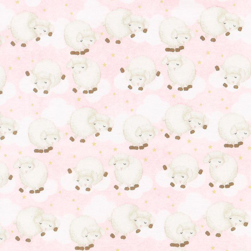 Comfy Flannel® - Sheep in the Clouds Pink Yardage