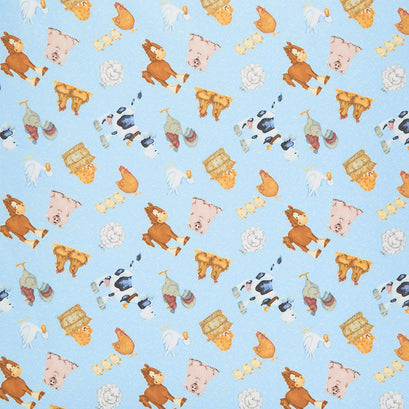 Comfy Flannel® - Tossed Barn Animals Blue Yardage