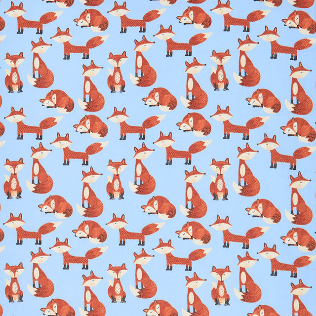 Comfy Flannel® - Tossed Foxes Blue Yardage