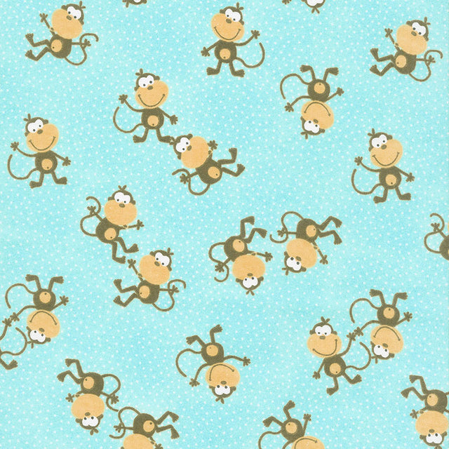 Comfy Flannel® - Tossed Monkey Aqua Yardage