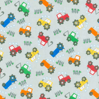Comfy Flannel® - Tossed Trucks Gray Yardage