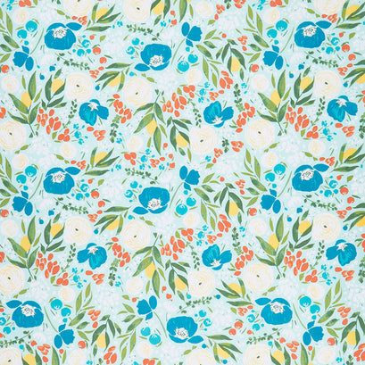 Cora - Floral Aqua Yardage