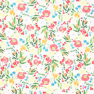 Cora - Floral White Yardage