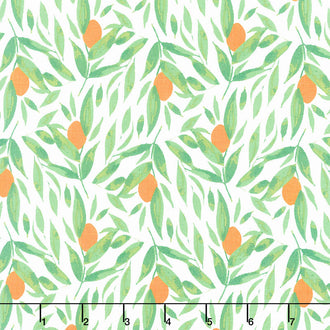 Cora - Kumquats White Yardage