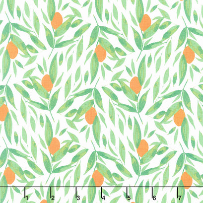 Cora - Kumquats White Yardage