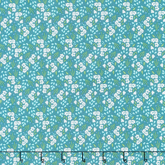 Cora - Mini Floral Teal Yardage