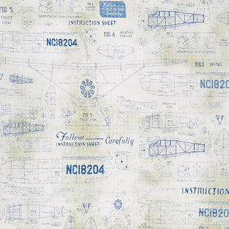 Correspondence One - Model Airplanes Blue Yardage