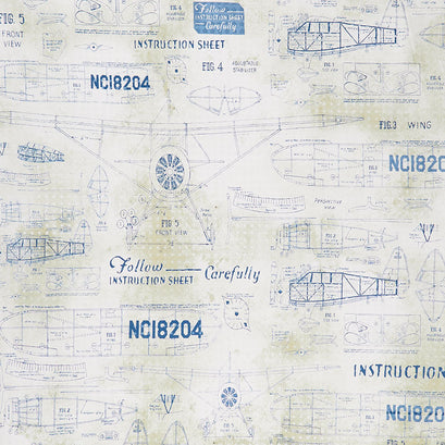 Correspondence One - Model Airplanes Blue Yardage
