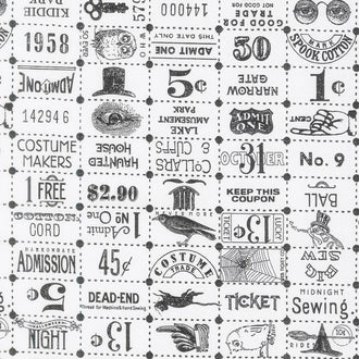 Costume Maker's Ball - Ticket Grid Cream Yardage