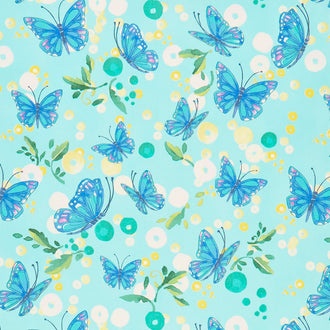 Cottage Bleu - Butterflies Dewdrop Yardage