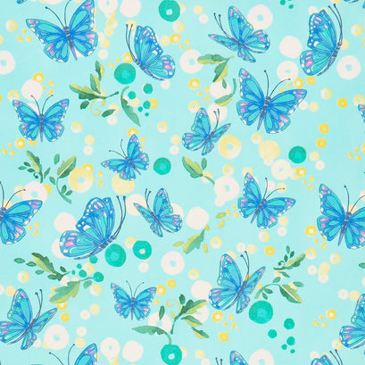 Cottage Bleu - Butterflies Dewdrop Yardage
