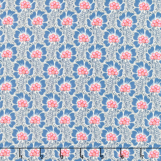 Cotton Beach - Ocean Flower Blue Yardage