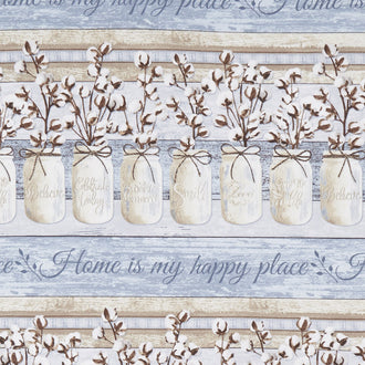 Cotton Blossom - Mason Jars 11" Stripe Blue Yardage