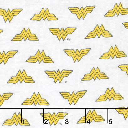 Cotton Muslin Double Gauze - Wonder Woman Logo White Yardage