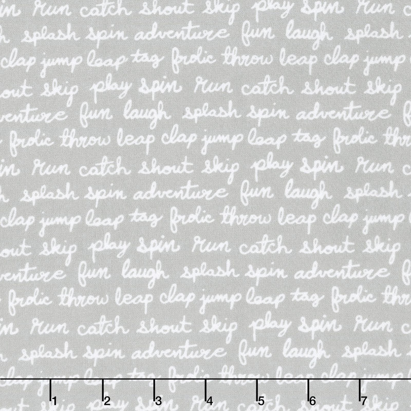 Cozy Cotton Flannels - Cool Mint Script Grey Yardage Primary Image