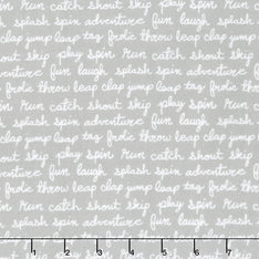 Cozy Cotton Flannels - Cool Mint Script Grey Yardage Primary Image