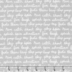 Cozy Cotton Flannels - Cool Mint Script Grey Yardage