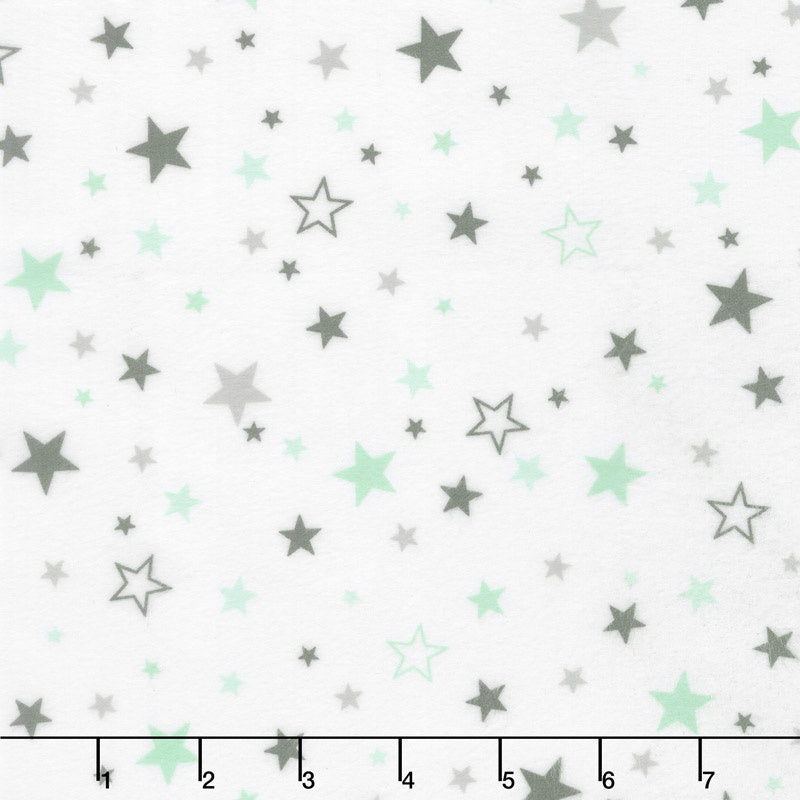 Cozy Cotton Flannels - Cool Mint Stars Mint Yardage