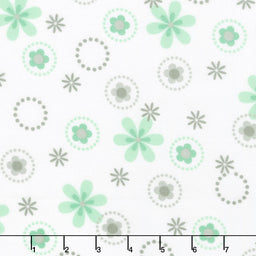 Cozy Cotton Flannels - Mint Flowers Mint Yardage Primary Image