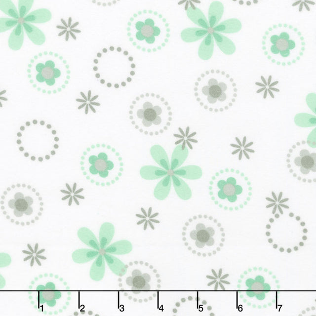 Cozy Cotton Flannels - Mint Flowers Mint Yardage Primary Image