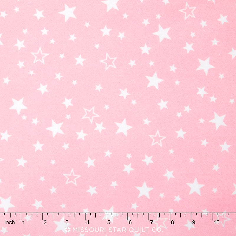 Cozy Cotton Flannels - Stars Pink Yardage