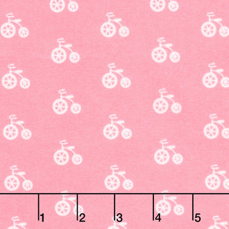 Cozy Cotton Flannels - Sweet Bicycles Pink Yardage