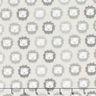 Cozy Cotton Flannels - Yellow Lions Grey Yardage