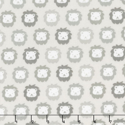 Cozy Cotton Flannels - Yellow Lions Grey Yardage