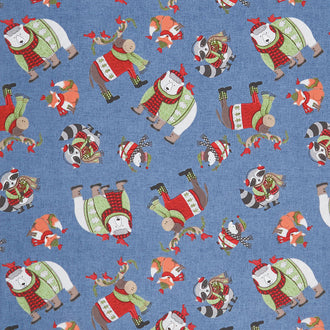 Cozy Critters - Animals Allover Blue Yardage