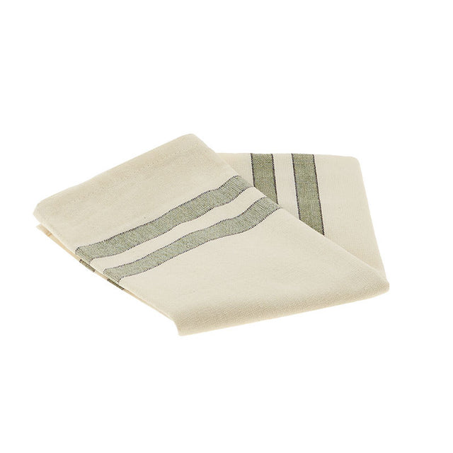 Cream Towel with Sage Stripes