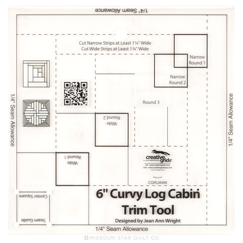 Creative Grids Curvy Log Cabin Trim Tool 6" Finished Blocks
