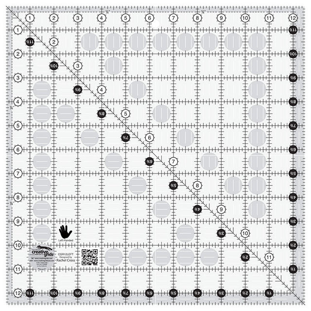 Creative Grids Left Handed Quilt Ruler 12 1/2" Square
