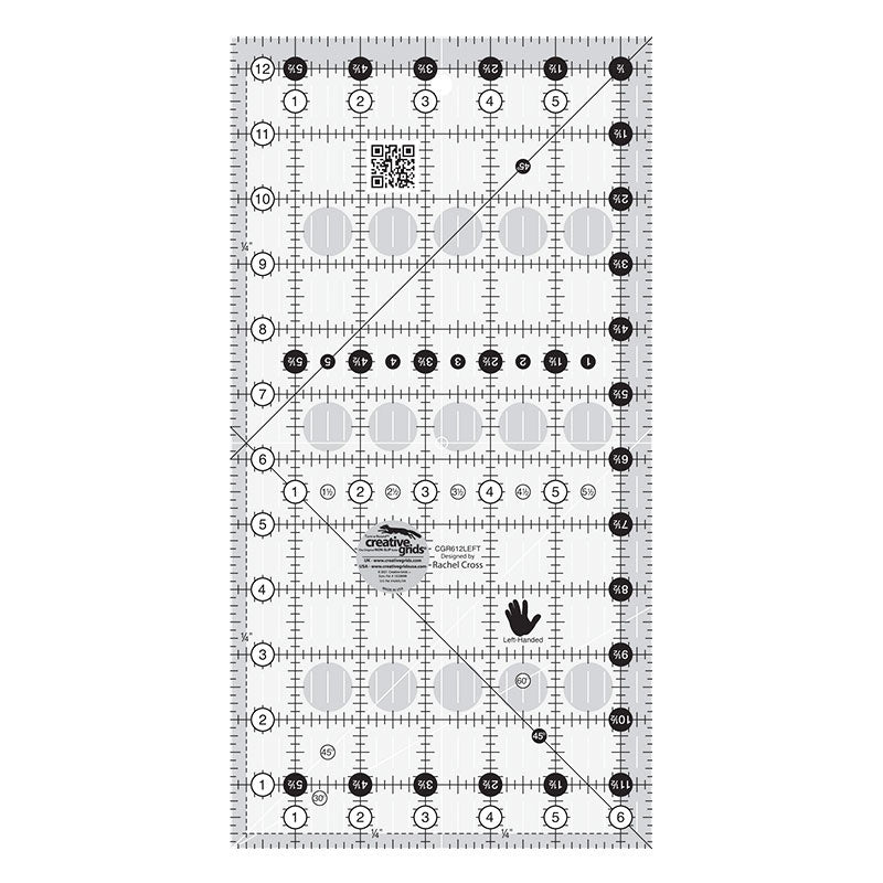 Creative Grids Left Handed Quilt Ruler 6 1/2" x 12 1/2"