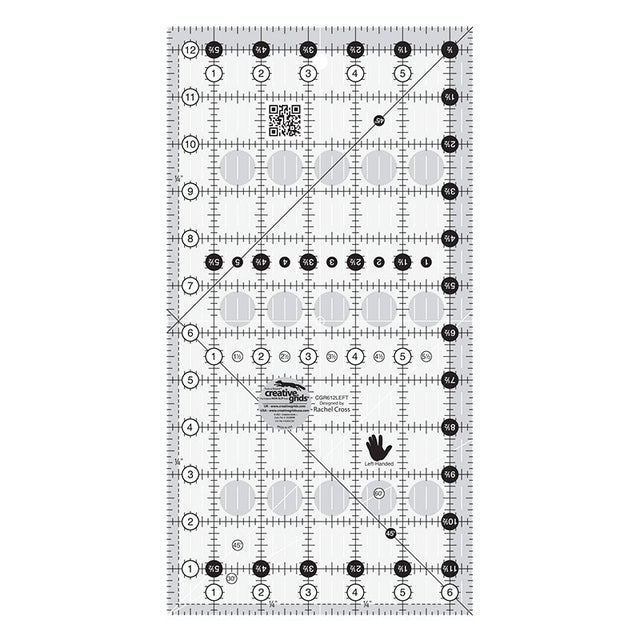 Creative Grids Left Handed Quilt Ruler 6 1/2" x 12 1/2"