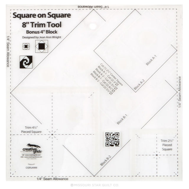 Creative Grids Square on Square Trim Tool - 4" or 8" Finished