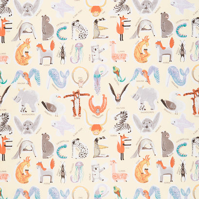 Cubby Bear Flannel - Animal Alphabet Linen Yardage