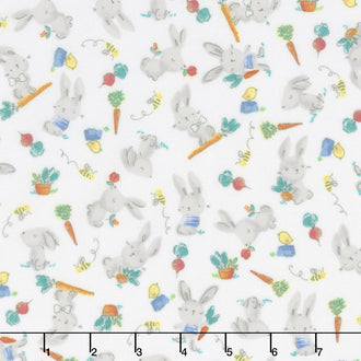Cubby Bear Flannel - Bunny Hop White Yardage