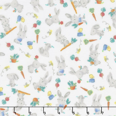 Cubby Bear Flannel - Bunny Hop White Yardage