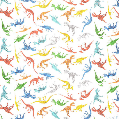 Cubby Bear Flannel - Dino Bones White Yardage