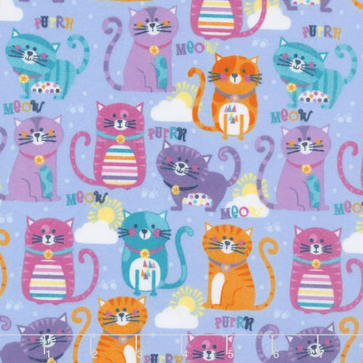 Cubby Bear Flannel - Purrfect Blue Yardage