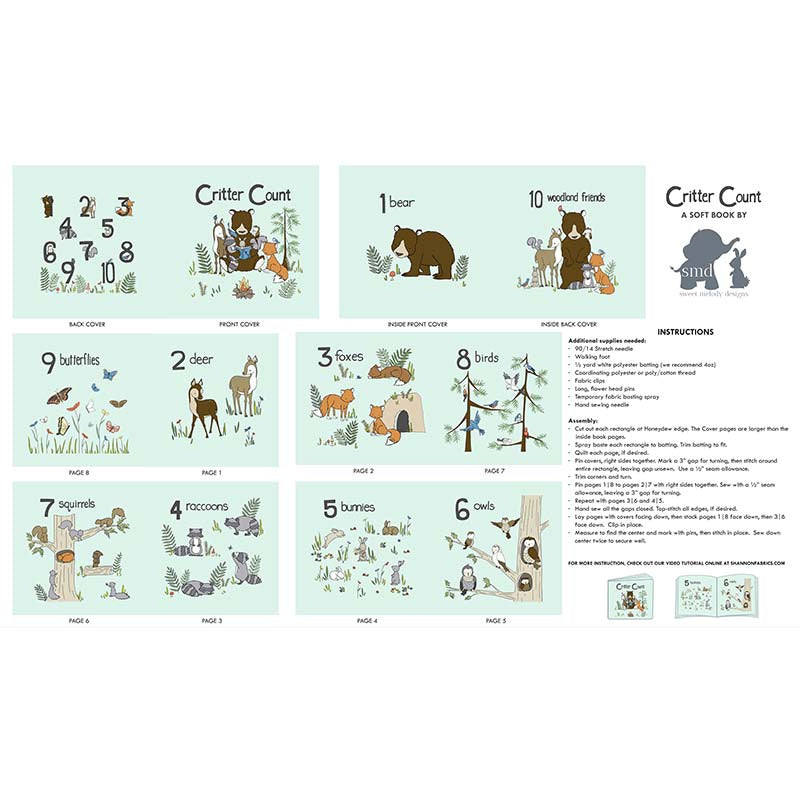 Cuddle Prints - Critter Count Book Honeydew Digitally Printed Panel Alternative View #1
