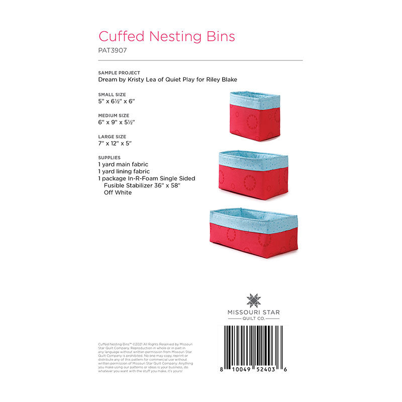 Cuffed Nesting Bins Pattern by Missouri Star Alternative View #1