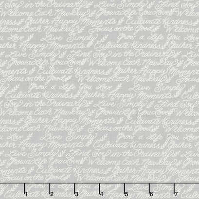 Cultivate Kindness - Farmhouse Phrases Galvanized Grey Yardage