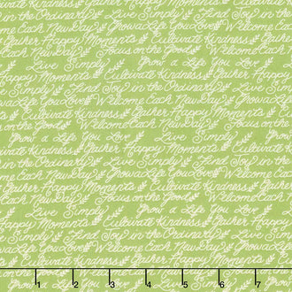 Cultivate Kindness - Farmhouse Phrases Moss Green Yardage