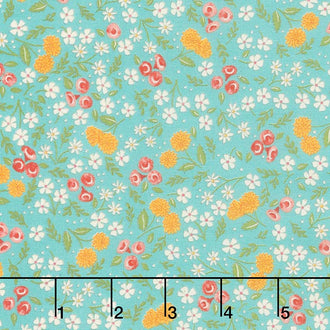 Cultivate Kindness - Flower Field Vintage Aqua Yardage